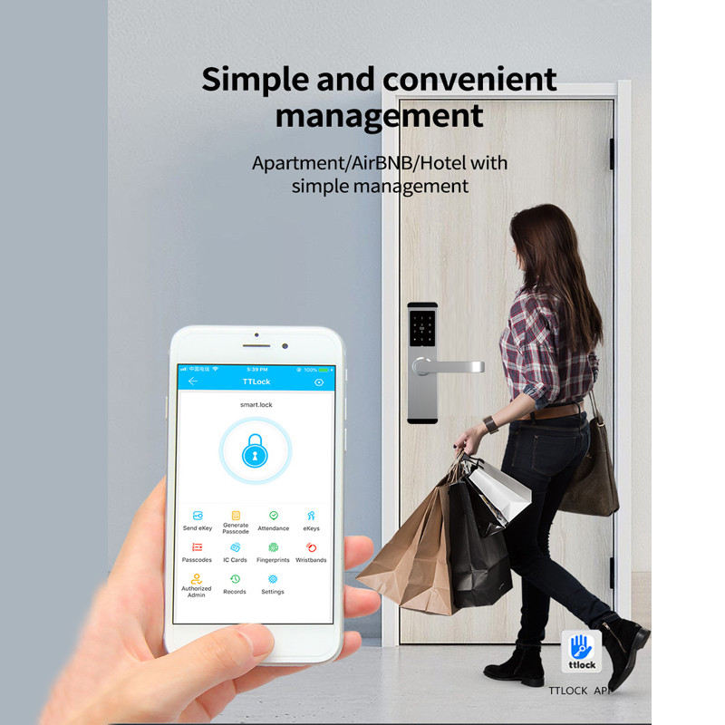 TTlock Keyless Smart Keypad Door Lock 6V AAA For Office Airbnb