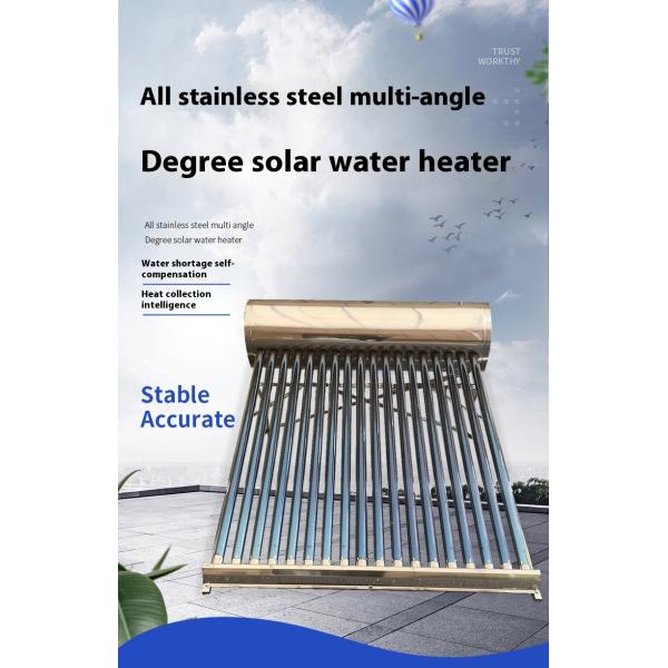 All Stainless Steel Vacuum Tube Solar Water Heater Electric Freestanding for Household Use Manufactured for Bath Solar Water