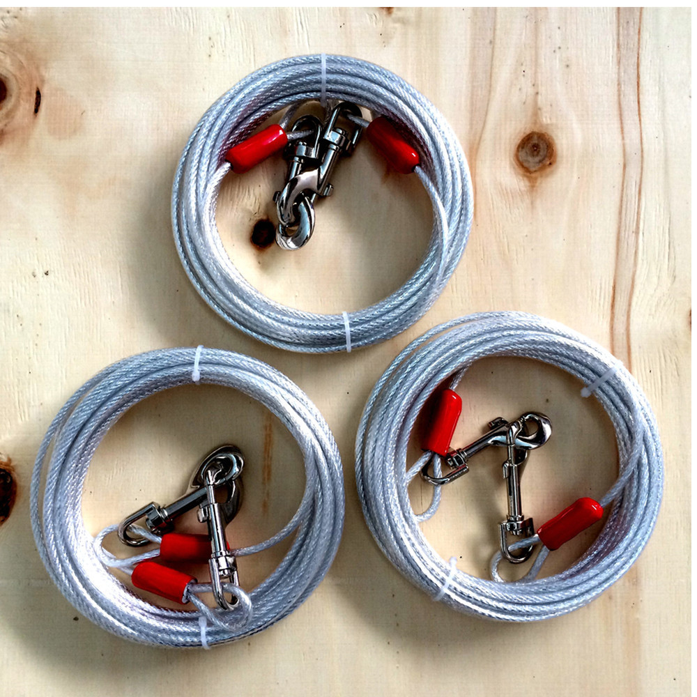 Large Tie Out Cable for Dogs showing full length and attachment hardware
