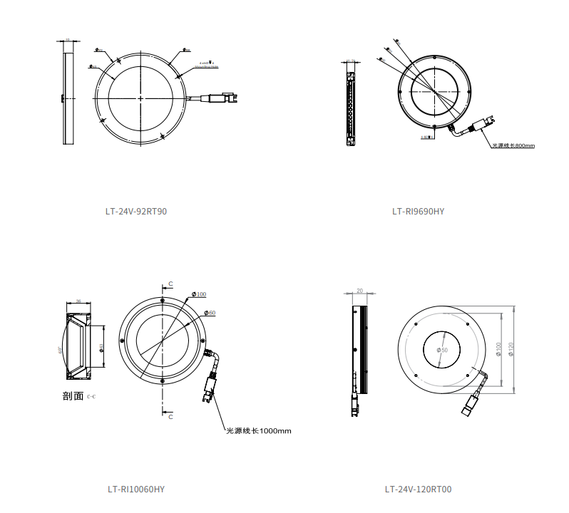 Industrial Illuminant Ring Lights RT Series 24V 28.5W for Contour extraction