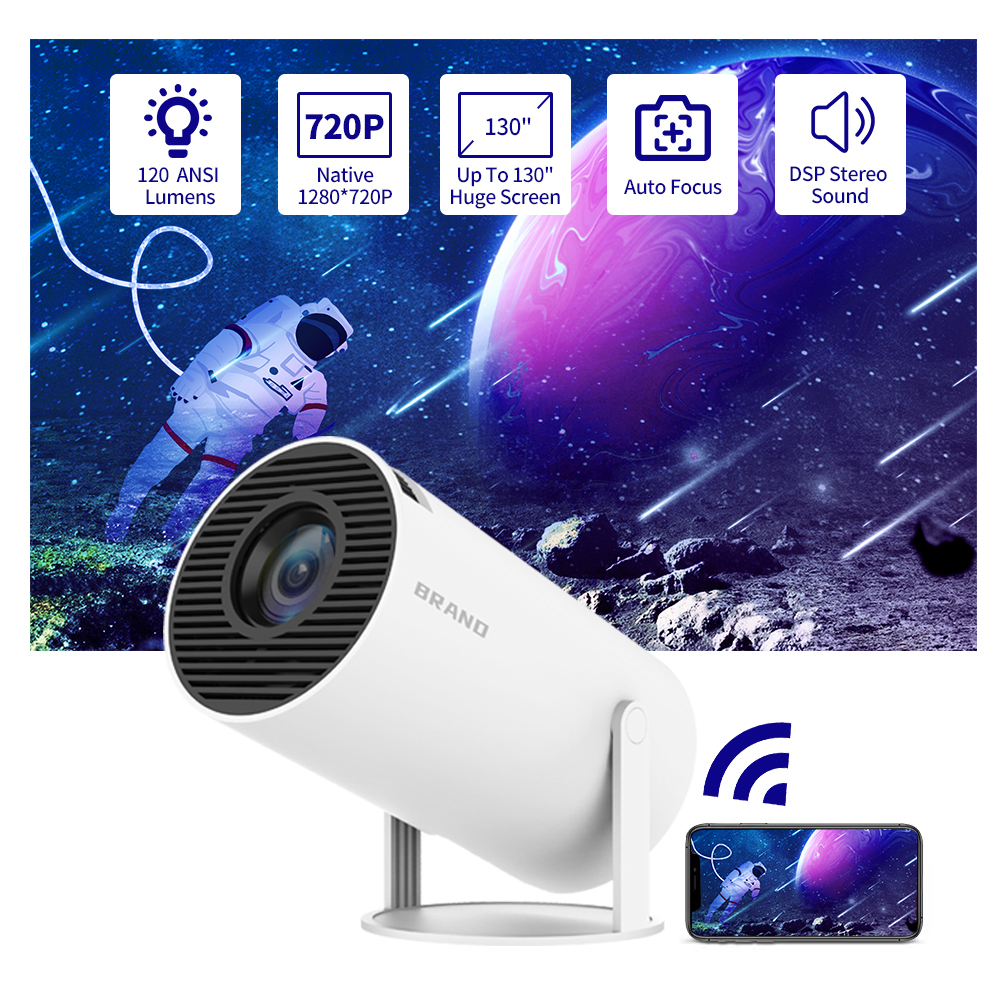Flyin HY300 3D 4K Mini Android LED Projector 1080P Smart WiFi with Wide Angle Clarity Portable and Built-in Speaker
