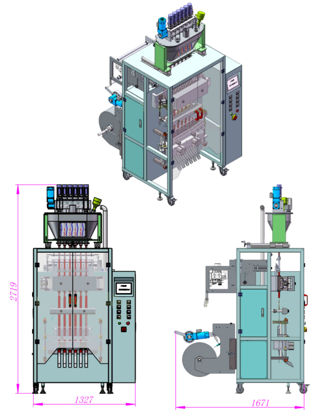PAPER PE Multi Lane Stick Vertical Packing Machine SS304 6500W 380V