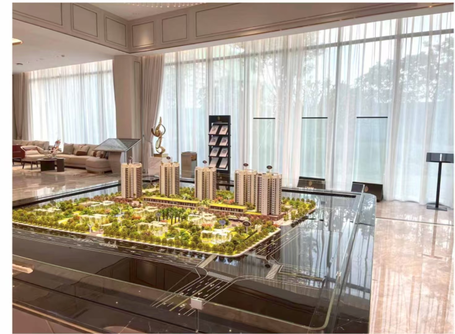 Contemporary Architectural Scale Model Illuminated Towers 1:150 Scale Model