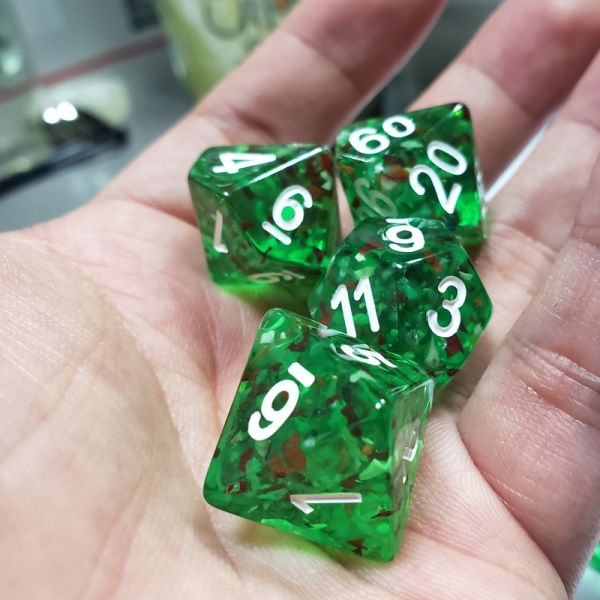 Sprite green crystal Resin Boarding Dice Set dnd dice