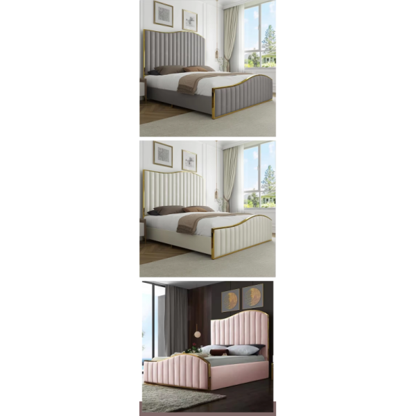Sleeping Modern Design Queen King Size Velvet Upholstered Platform Bed