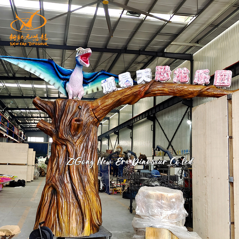 Attractive Dinosaur Park Gate with Small Pterosaur Jurassic World Door