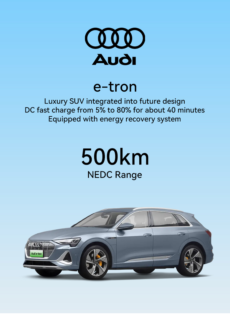 2023 Audi E-tron speed 180Km/h SUV Adult Energy Electric Vehicle with 465km Nedc Pure Electric Range and 2928mm Wheel Base Made