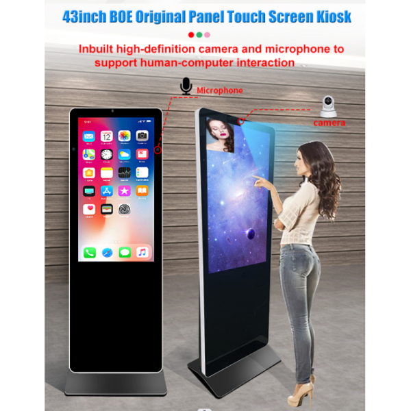 43 inch AI Face recognition Microphone Camera Printer Wifi Touch Screen Kiosk