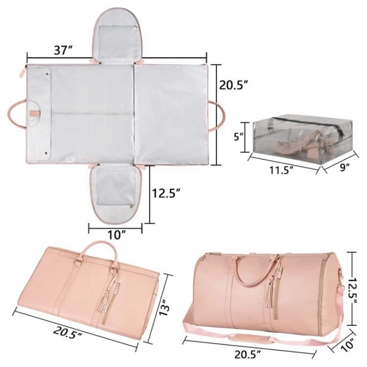 Foldable Women's Travel Carry On Clothing Bag Large PU Leather Duffel Bag OEM ODM