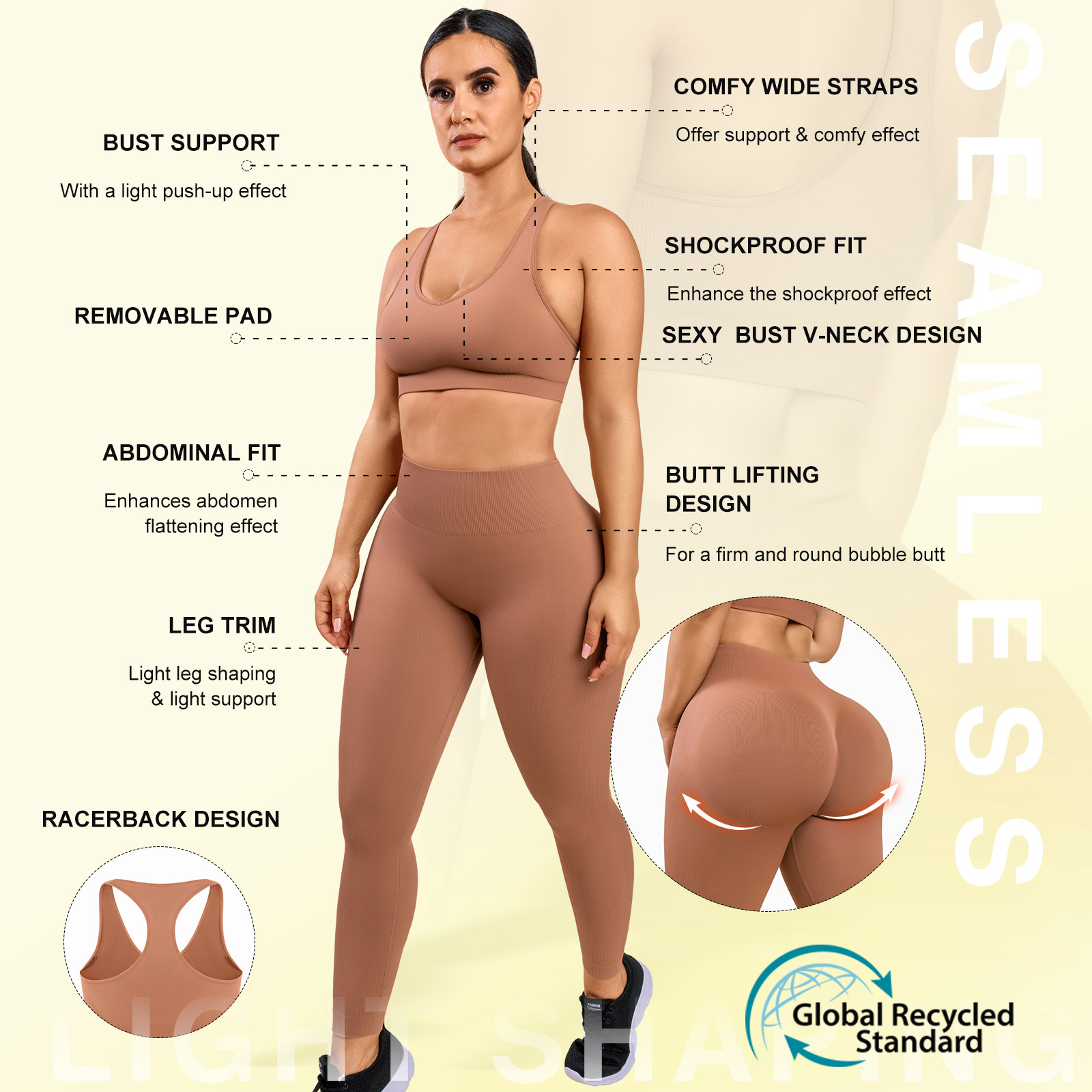 Stay cool and comfortable during your workout with HEXIN's eco-friendly two-piece set