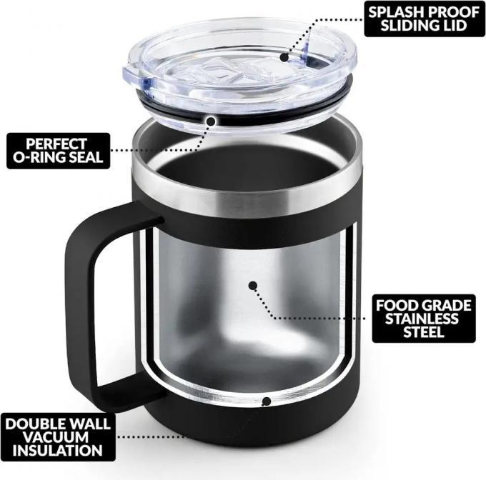 Sleek Design Custom Logo 304 Stainless Steel Insulated Metal Drinking Cups Travel Insulated Beer Mug With Lid 360ml Comfort Grip Easy Clean