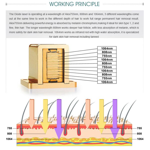 Professional 755 808 1064 808nm diode laser hair removal machine with CE approved