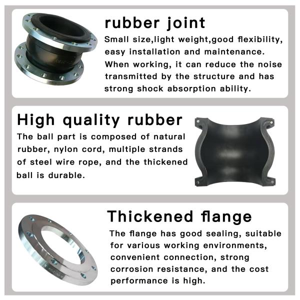PN16 EPDM Pipe Neoprene Absorbing Vibration Single Sphere Rubber Expansion Joints Flanged Flexible