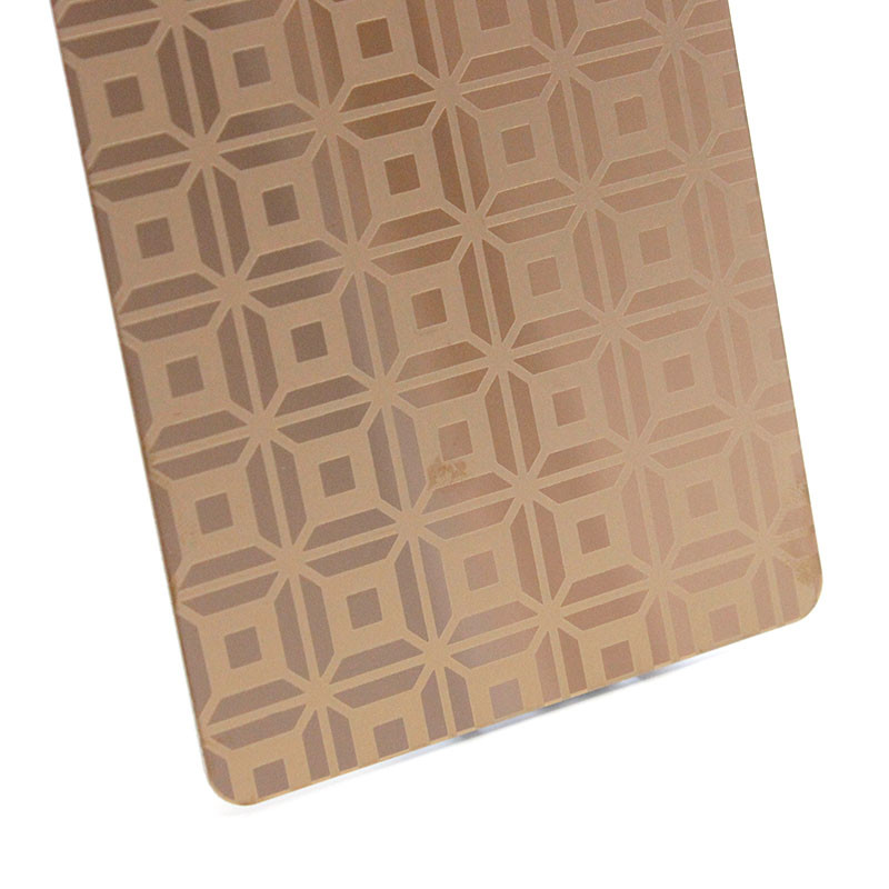 SS304 Stainless Steel Plate Mirror Finish Rose Gold Etched Elevator Sheet