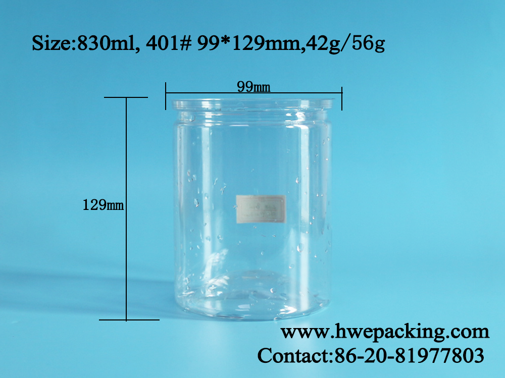 Custom Service Round 830ml PET Easy Open End Cans 401# Transparent Food Packaging