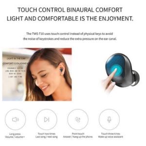 T10 Tws Waterproof Bluetooth Earphone Touch Control Wireless Stereo Earbuds