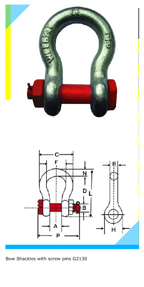 Bow Shackles with screw pins G2130, US TYPE.
