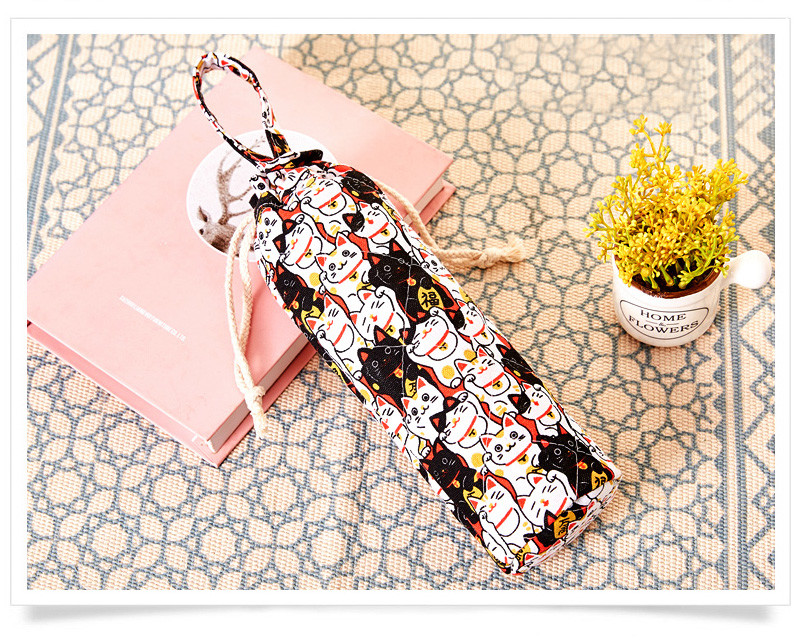 Drawstring Vintage Flower Printing Cotton Glass Wine Bottle Sleeve