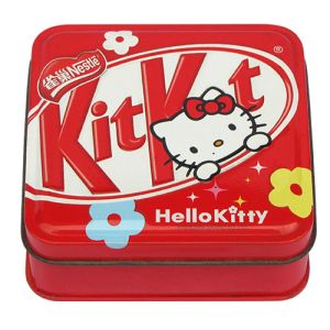 Hello Kitty Tin Candy Containers ,Blank Inside And CYMK Outside ,Square Tin Can