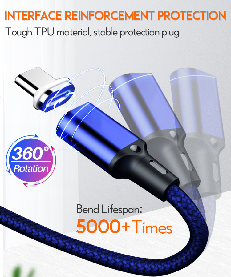 Square 180 Rotation OEM Magnetic USB Charging Cable Data Sync