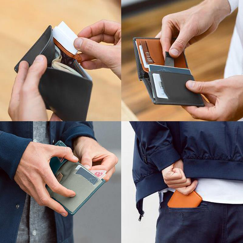 Custom LOGO Men's Front Pocket Wallet made of Full Grain Leather with RFID Protection