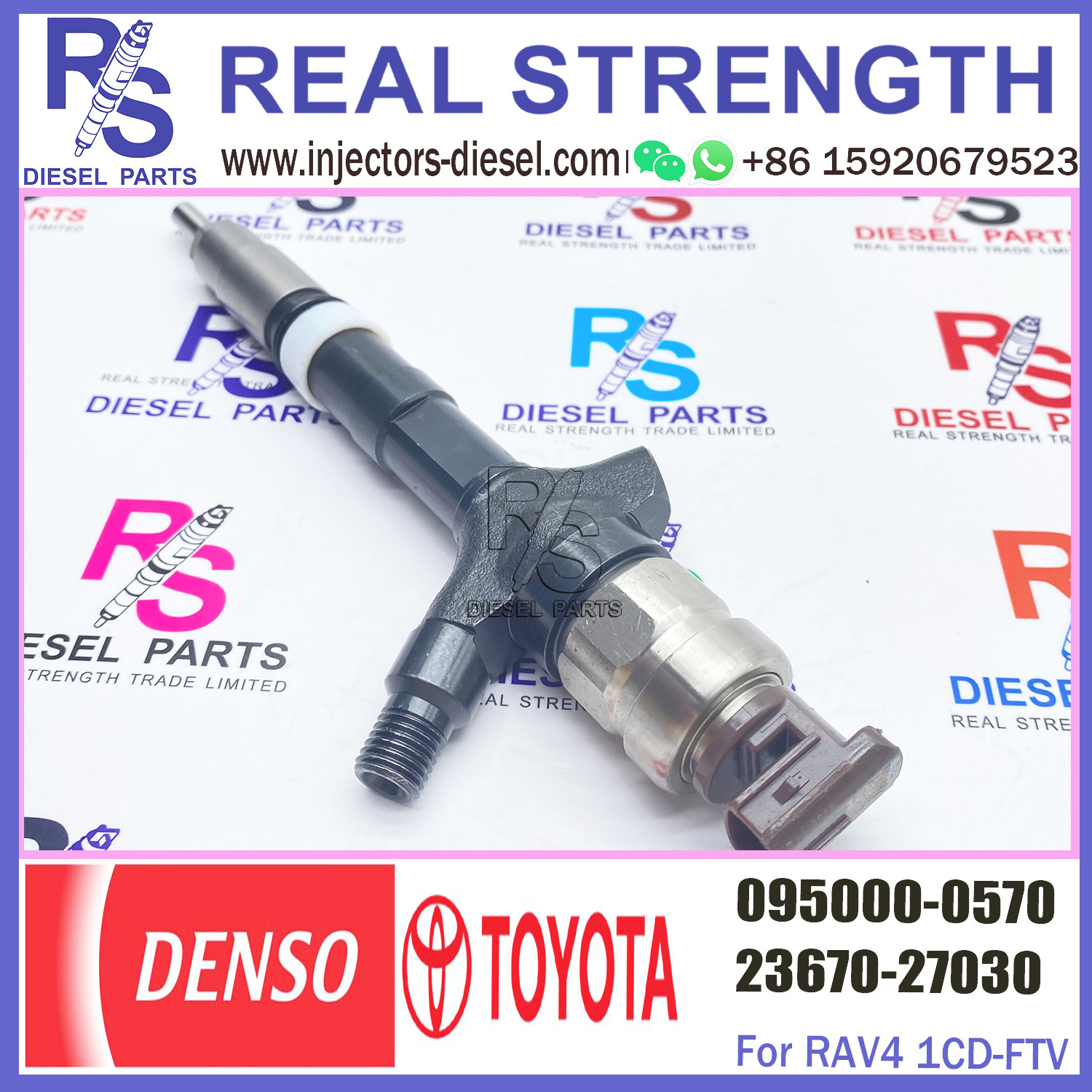 Common Rail Inyectores Engine Fuel Diesel Injectors Nozzles 23670-27030 095000-0570 For Toyota Rav4 2.0 D4D MK2 d4d