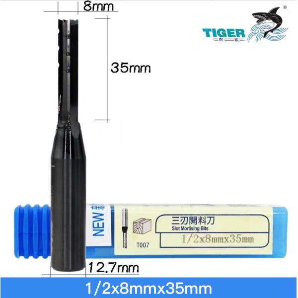 Tiger 1 /2*6mm*22mm Three Blade Woodworking Straight Blade T007 Carving Machine Slotting Woodworking Milling Cutter