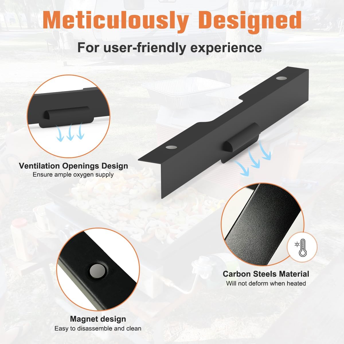 Power Coated Grill Accessories for Protecting Flame and Holding Heat on BBQ Griddle