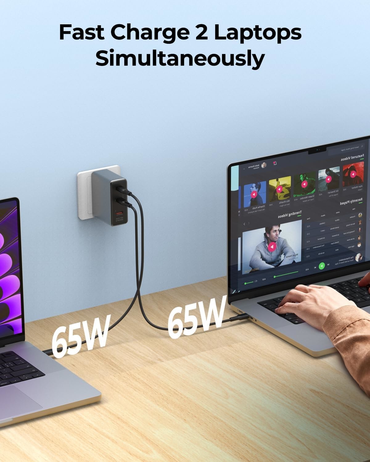 150W GAN USB C PD Charger 3 Port PD3.1 Laptop Wall Charger For Chromebook, Tablet