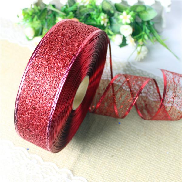 2 1/2 Silver Glitter Wired Edges Ribbon For Christmas Holiday Decoration Metallic Organza Mesh Ribbon