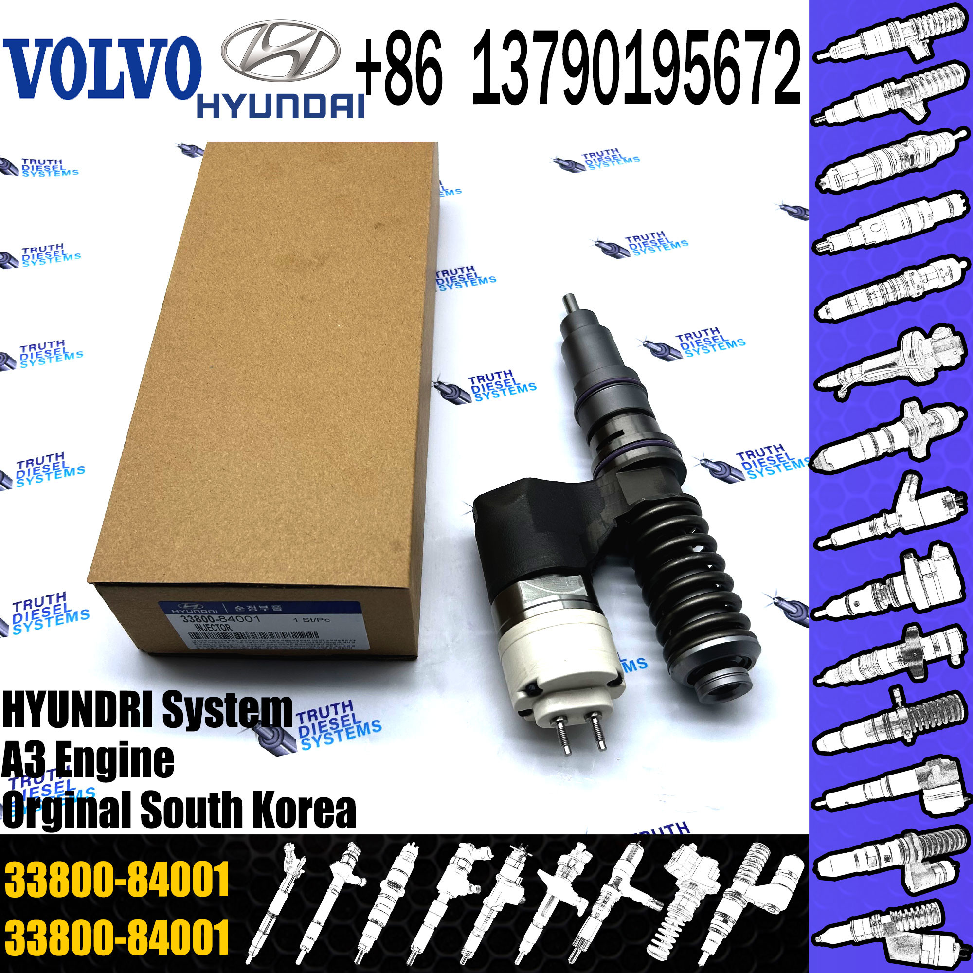 Diesel engine fuel injector 33800-84001 diesel engine injector 33800-84001 for diesel engine D6CA