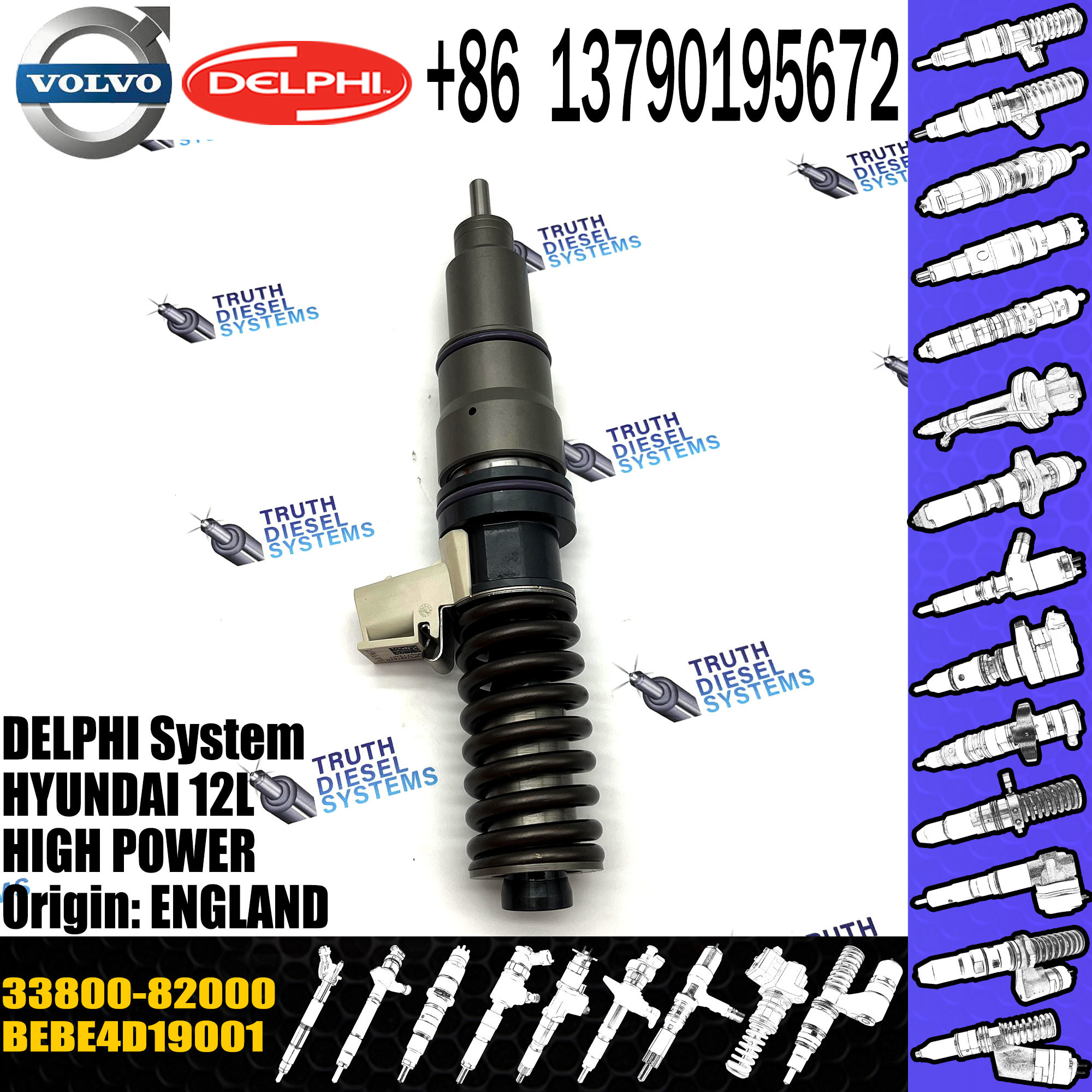 BEBE4D19001 Electronic Unit Injectors diesel fuel common rail injector 33800-82000 for VOL