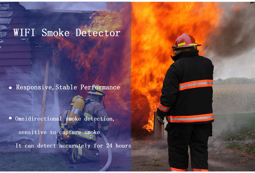 Battery Operated Smoke Fire Detector Photoelectric Sensor Alarms With Light Sound Warning