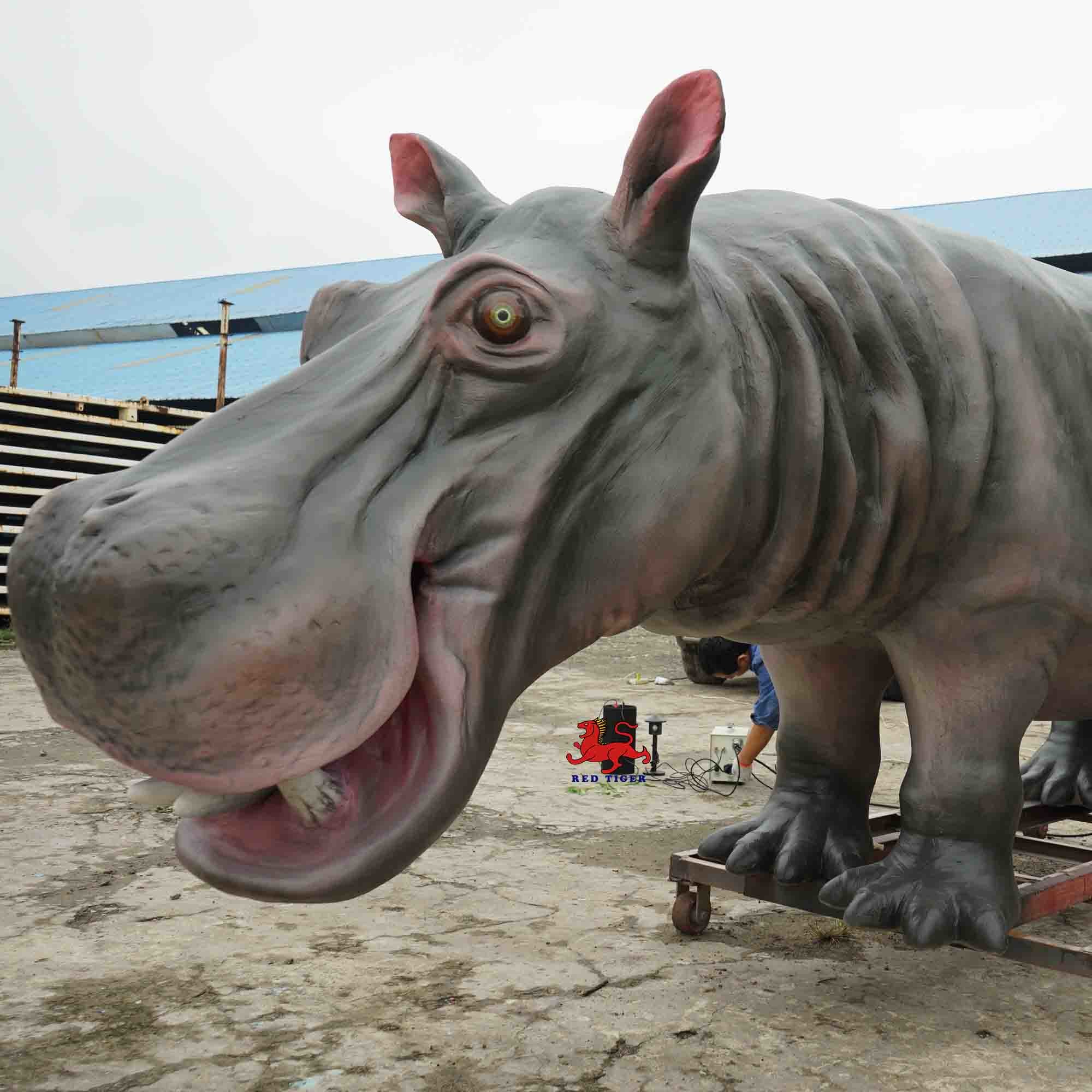 Animatronic Hippopotamus , 4m Full Size Hippo For Amusement Park