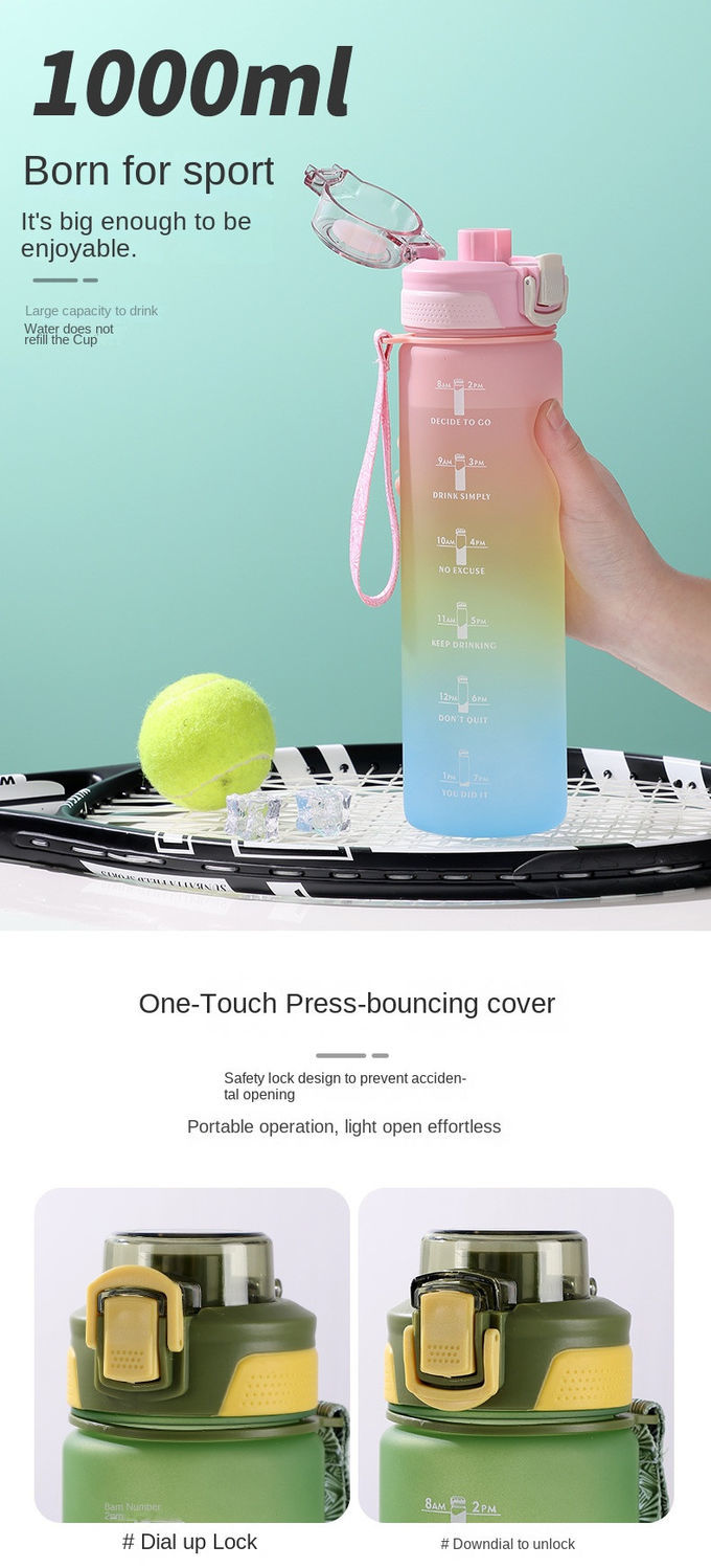 Tritan 32 Oz Motivational Water Bottle BPA Free 5507501000ML Sports Time Track Water Bottle Wide Mouth Leakproof Fashion As Gift For Christmas