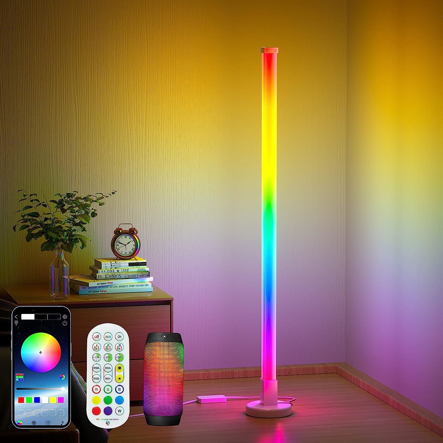 LED USB Corner Floor Light with IP20 Rating Energy Saving Mode Cylindrical Shade Shape