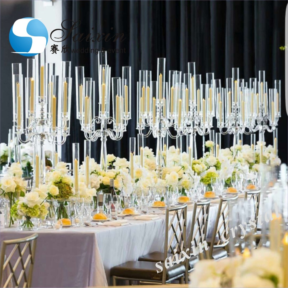 ZT-586 New tall 17arms wedding candelabra centerpieces gold candle holders
