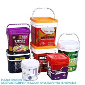 Quality 5 To 25 Liter Square Plastic Buckets Rectangular Buckets With Lid And Handle Custom Color Printing Logo for sale