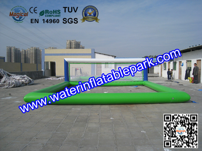 Green Beach Volleyball Field / Outdoor Floating Inflatable Volleyball Court