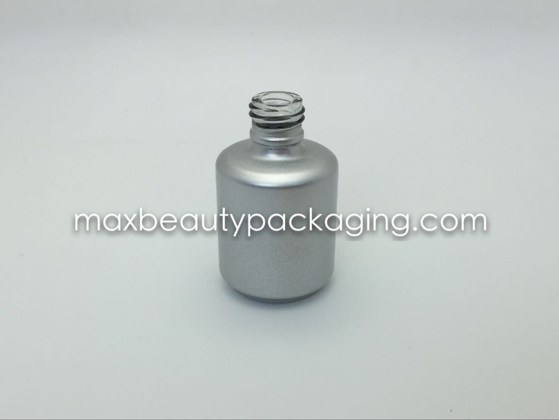 15ml thick and strong powder coating gel bottle round shape metallic silver environment friendly nail polish packaging