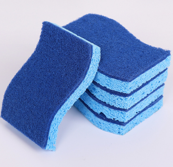 S-shaped Blue Wood Pulp Sponge For Efficient Cleaning With Excellent Water Absorption Home-cleaning