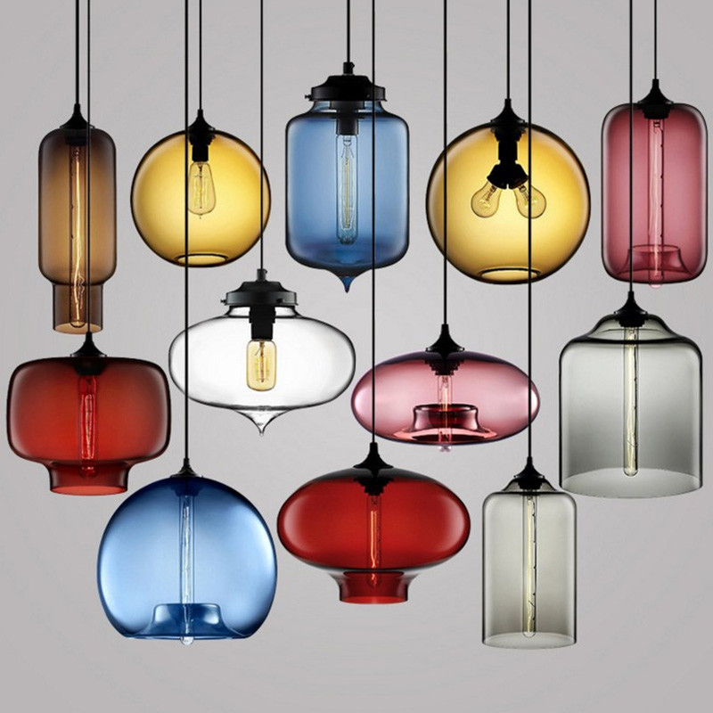 Coloured glass pendant lights For Kitchen Bar Restaurant Lighting (WH-GP-02)