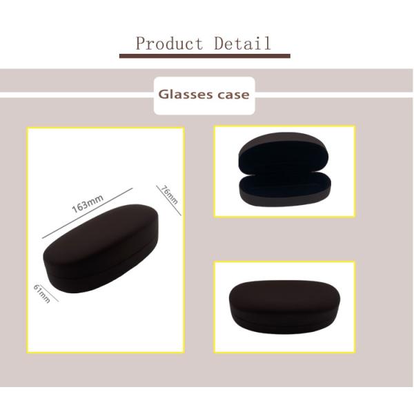 Black Leather Wrapped Clamshell Metal Glasses Case Big Sized