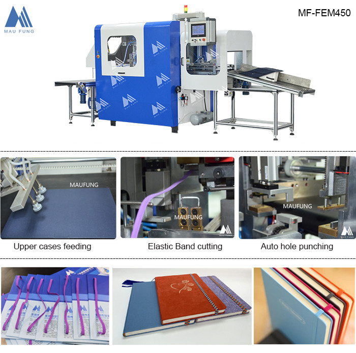 Fully Auto Hard Cover Elastic Band Applying Machine For Notebook Elastic Band Binding MF-FEM450