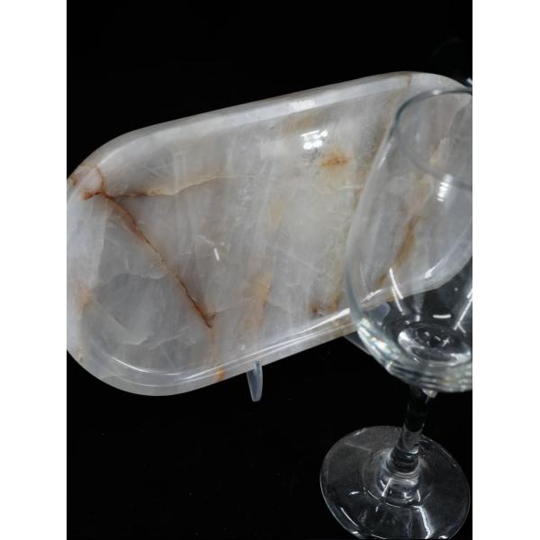 Iran Blanco Cristallo Marble Serving Dish Polished Surface Heat Resistant