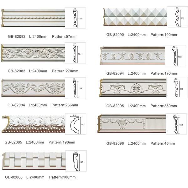 High density polyurethane foam panel mouldings various designs 47mm width color customized OEM cervice