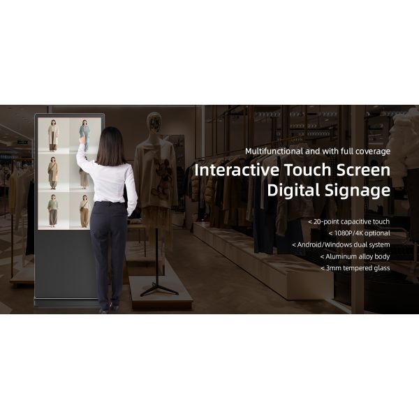 Indoor Smart Interactive Touch Screen Digital Signage Vertical LCD Floor Standing