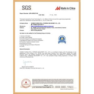 XIAMEN FUMING ROLL FORMING MACHINERY CO., LTD. Certifications
