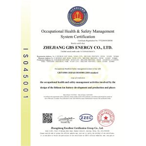 Zhejiang GBS Energy Co., Ltd. Certifications