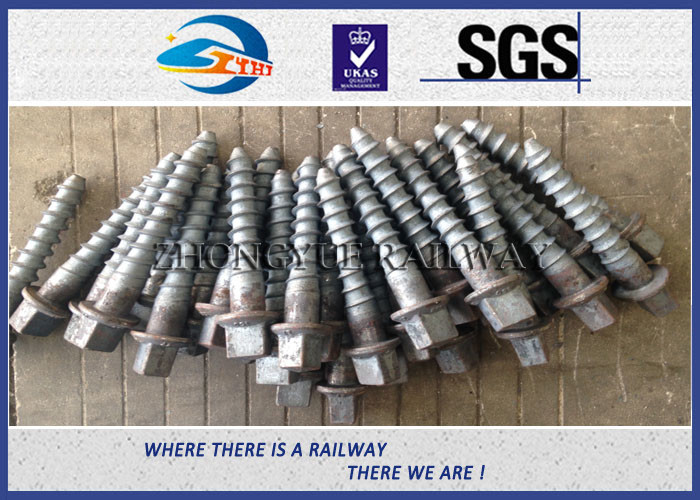 Track Hex Head Railway Sleeper Screws , Square Head Screw Spike
